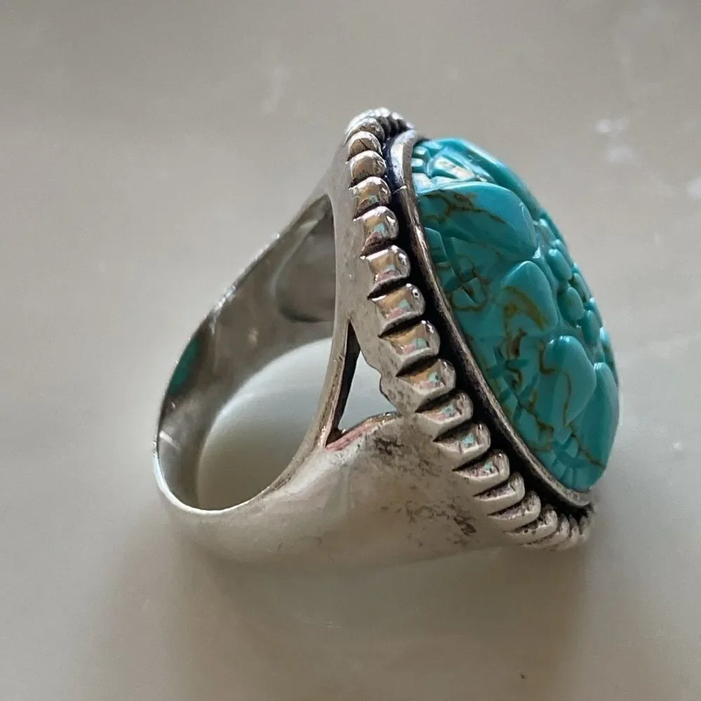 Carved Turquoise  ring